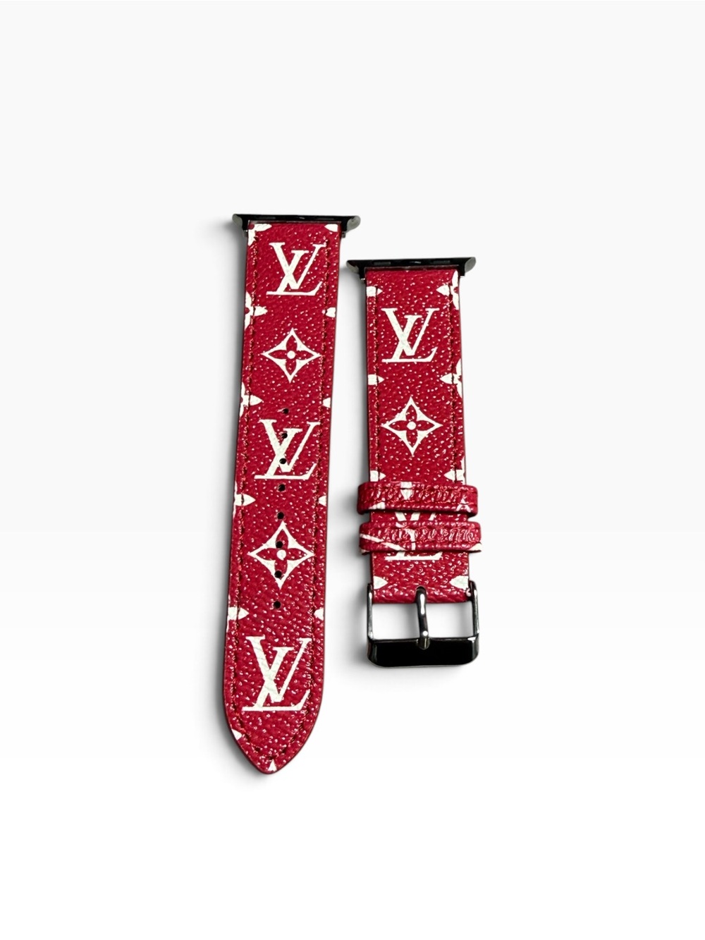 Designer Red and white leather Monogram Apple Watch Band 38/40/41/44 new